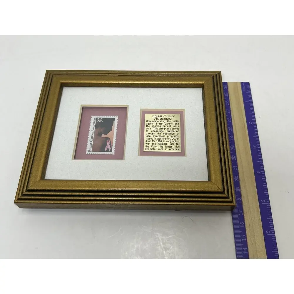 USPS 32c Breast Cancer Awareness Legacy II Edition Postage Stamp Golden Framed